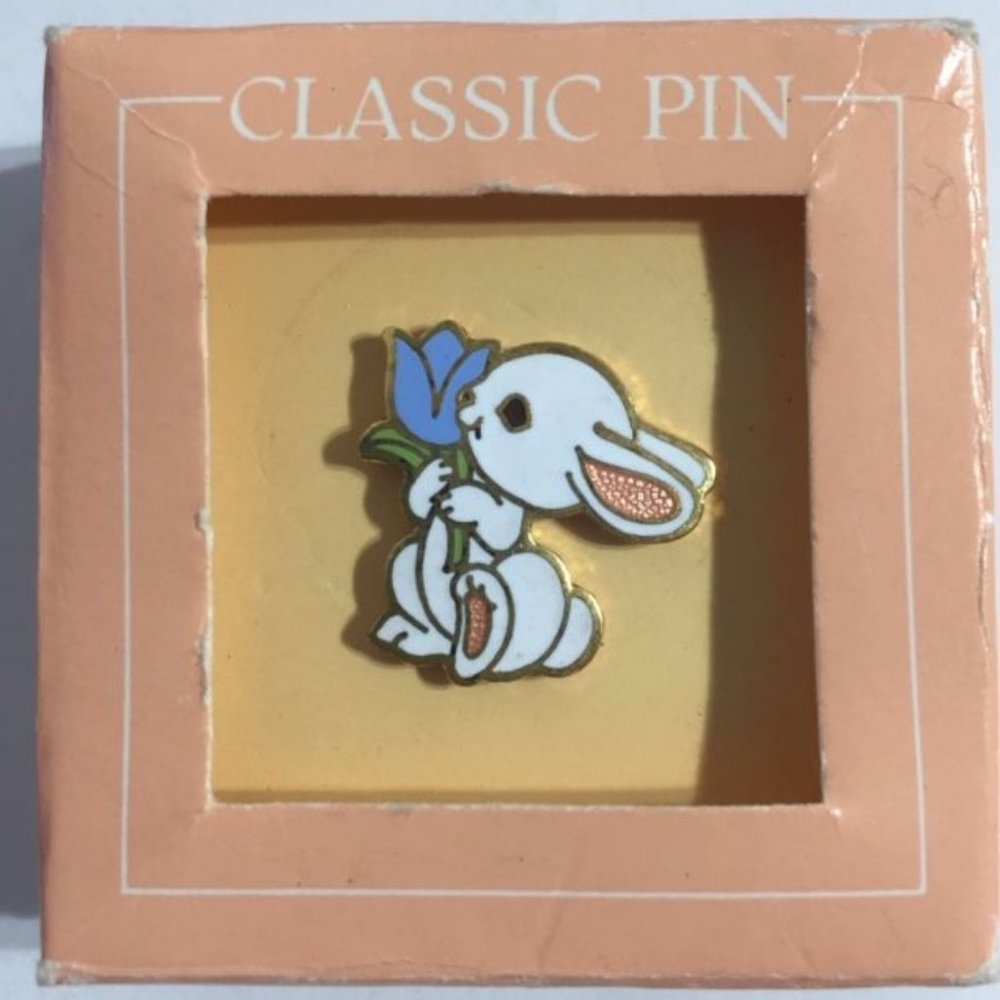 Hallmark Bunny Tie Tac Pin 1983 Original Box